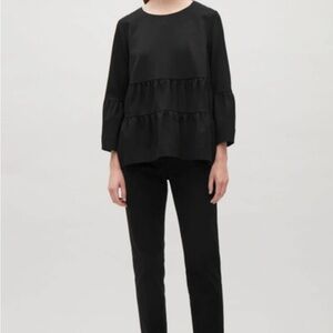 Cos Aline Top With Gathered Detail Green Size 10